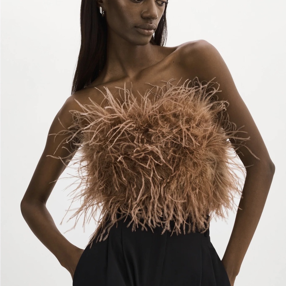 Lamarque Feather Zaina Ostrich Crop Top
